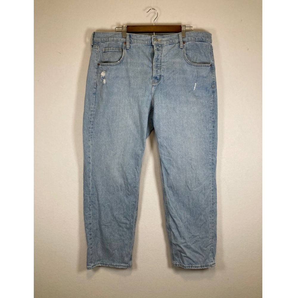 90s Retro Old Navy Women 14 Light Wash Slouchy Straight Leg‎ Mid Rise Button Fly